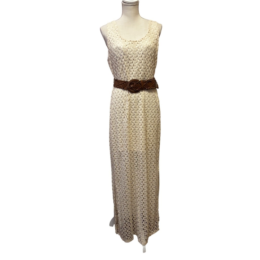 American Rag Crochet Maxi Dress Women XL Egret White Sleeveless Boho NWT - Picture 2 of 10